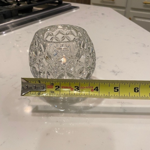 Vintage Clear Glass Reversible Large Fairy Lamp Diamond Cut Design Candle Holder - Picture 7 of 8